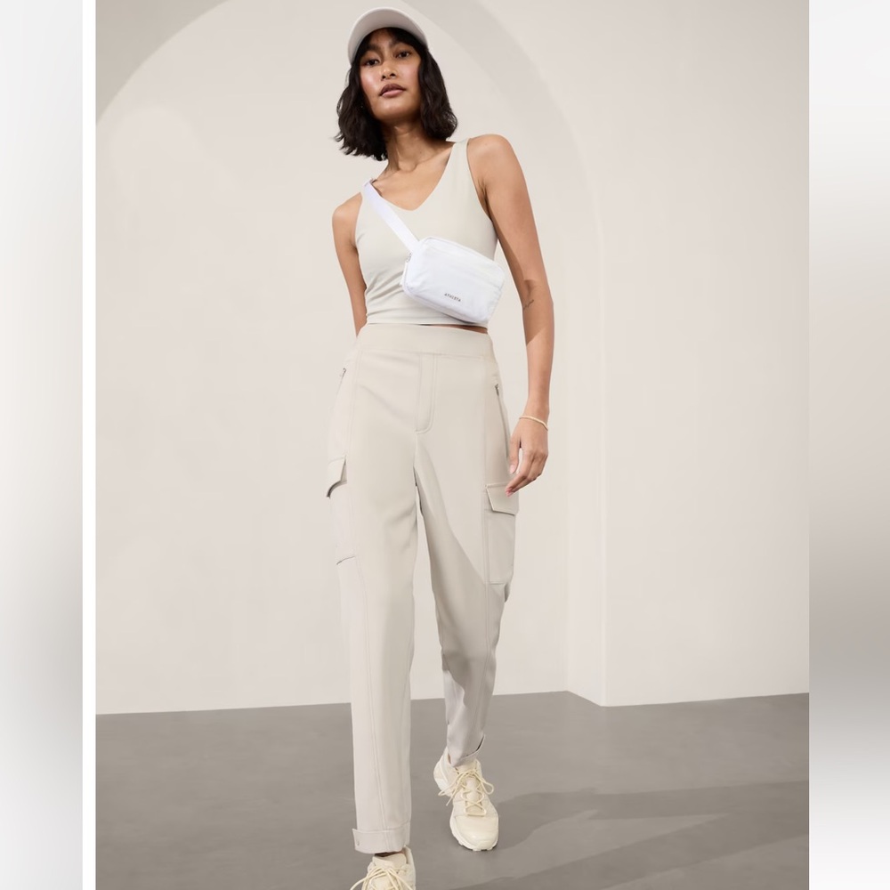 Athleta Light Beige Cargo Track Joggers